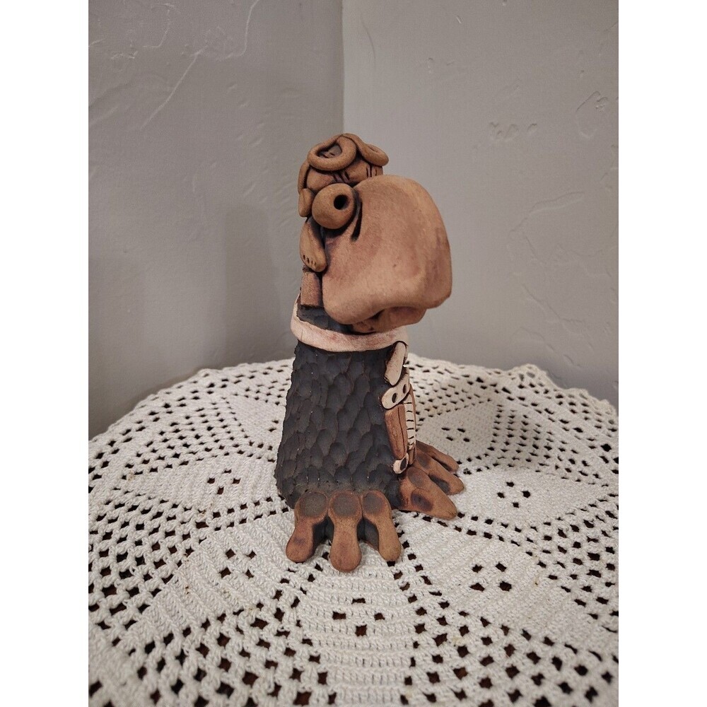 Moss Studio Pottery Weirdo Military Aviator Bird Anthropomorphic 6.25"